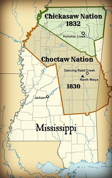 Chickasaw and choctaw land cessions in mississippi