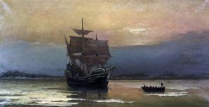 1920px mayflower in plymouth harbor by william halsall