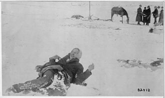 Big foot leader of the sioux captured at the battle of wounded knee s d here he lies frozen on the snow covered nara 530805