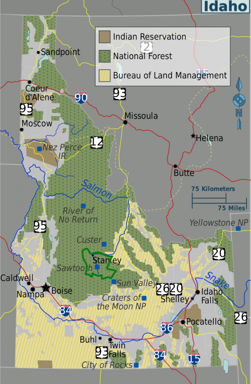 Idaho regions map sawtooth