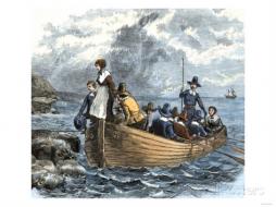 John alden and mary chilton landing at plymouth from the mayflower december 1620
